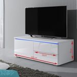 TV Schrank Lowboard Sideboard Tisch Möbel Board Luv Single mit LED (Schwarz Matt / Schwarz Hochglanz)