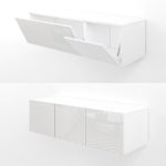 TV Lowboard 120 cm - Weiß Hochglanz - Sideboard Wandschrank Fernsehschrank Wohnwand Hängeschrank