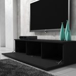 TV Möbel Lowboard Schrank Ständer Boston Korpus Schwarz/Front schwarz hochglanz 150 cm