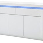 Robas Lund 48985WW8 Sideboard Ocean, 2 Schubkästen, 5 Türen, LED Beleuchtung mit Farbwechsel, circa 200 x 40 x 81 cm, hochglanz weiß