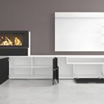 Home innovation- Moderne Wohnwand, TV-Lowboard, Esszimmer mit Kamin Bioethanol, Schrankwand, Wohnzimmer, Kamineinsatz, Verarbeitung weiß Mate und schwarz lackiert, Maße: 290 x 170 x 45 cm Tiefe.