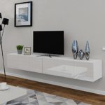 TV Lowboard Set 240 cm - Weiß Hochglanz - Sideboard Wandschrank Fernsehschrank Wohnwand Schrank