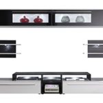 trendteam TP00102 TV Möbel Wohnwand Weiss, Schwarz, Glas Schwarz Lack, BxHxT 240 x 170 x 42 cm