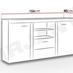 Highboard Kommode Arten, Sideboard, Anrichte, 156x82x40 cm, Mehrzweckschrank, Wohnzimmerschrank,Schrank (mit Beleuchtung LED, Weiß / Schwarz)