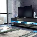 TV Schrank Lowboard Sideboard SKY (schwarz matt / schwarz hochglanz mit LED)