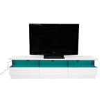 Homcom® TV Lowboard LED Fernsehtisch TV Board Fernsehschrank mit Beleuchtung, MDF, hochglanz, weiß, 180x40x45cm (Modell3)