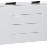 BEGA 45-958-13 Spice Sideboard 2 türig, 4 Schubkästen, Ausführung, 2 Einlegeböden, Grifffräsung, circa 165 x 80 x 40 cm, weiß