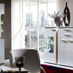 2er Set Vitrinen Spot Vitrinenschrank Anrichte Kommode Wohnzimmer Vitrine Weiß Hochglanz