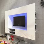 vidaXL Hochglanz Wohnwand Mediawand Anbauwand Schrankwand LED TV-Wand 169,2 cm weiß