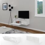 TV Lowboard 120 cm - Weiß Hochglanz - Sideboard Wandschrank Fernsehschrank Wohnwand Hängeschrank