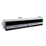 Homcom® TV Lowboard LED Fernsehtisch TV Board Fernsehschrank mit Beleuchtung Wandmontage, MDF, hochglanz, weiß/schwarz, 180x40x30cm (schwarz)