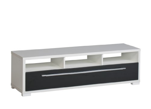 MAJA-Möbel 7645 3547 Lowboard, weiß uni - schwarz Hochglanz, Abmessungen BxHxT: 141,2 x 42 x 40 cm