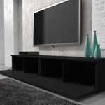 TV Möbel Lowboard Schrank Ständer Boston Korpus Schwarz/Front schwarz hochglanz 200 cm