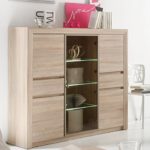 Dreams4Home Highboard 'Lavis XI', Schrank Vitrine Kommode Wohnelement Wohnzimmer in Eiche Sonoma hell Nachbildung