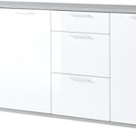 Germania Sideboard GW-Almeria, in Beton-Optik mit weißen Hochglanzfronten, 40 x 192 x 88 cm