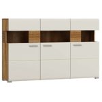 JUSThome Luigi Kommode Sideboard Wohnzimmerschrank Braun | Beige Hochglanz (HxBxT): 105x165x37 cm