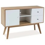 JUSThome Scandic KI Kommode Sideboard Wohnzimmerschrank (HxTxB): 82x40x120 cm Eiche Weiß