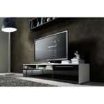 JUSThome Vox III Lowboard TV-Board Fernsehtisch (HxBxT) 34,8x150x45,5 cm Farbe: Weiß Matt / Schwarz Hochglanz