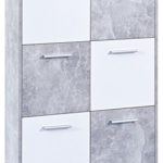 Links 19703030 Kommode, melaminharzbeschichtete Flachpressplatte, weiß betondekor, 77 x 30 x 115 cm
