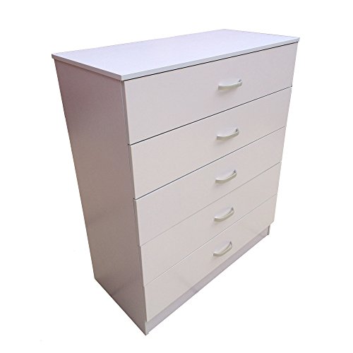 Redstone Kommoden - 5 Schubladen - Einzigartiges System um ein Verbiegen der Schubladen zu verhindern - Schwarz, Buche und Weiß - - Schlafzimmer Büro Sideboard