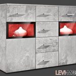 SIDEBOARD KOMMODE WOHNZIMMER ANBAUWAND BETON-OPTIK NEU 371293