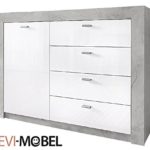 SIDEBOARD WOHNZIMMER WOHNWAND ANBAUWAND BETON-OPTIK WEIß HOCHGLANZ NEU 212962