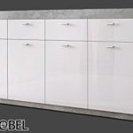 SIDEBOARD WOHNZIMMER WOHNWAND ANBAUWAND BETON-OPTIK WEIß HOCHGLANZ NEU 571518