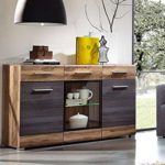Sideboard in Nussbaum Satin Nb. mit Fronten in Nussbaum Satin und Abs. in Pinie dunkel mit Touchwood, Maße: B/H/T ca. 150/93/43 cm