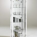 Standvitrine Glasvitrine Sammlervitrine Vitrinenschrank Spiegel beleuchtet Vitrine Weiss