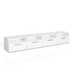 TV Lowboard 2-er Set 180cm Weiß Hochglanz - Fernsehtisch Sideboard Weiss Board Schrank Regal Fernsehschrank