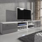 TV Möbel Lowboard TV-Element TV Schrank TV-Ständer Entertainment Vegas Body Weiß Matte/Fronten grau hochglanz 240 cm