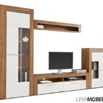 WOHNWAND 4-TLG WOHNZIMMER ANBAUWAND AMERIKANISCH NUSSBAUM WEIß MATT NEU 243203