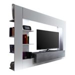 trendteam HY00135 Wohnwand TV Möbel Weiß, Absetzungen Beton Industry Nachbildung, Stellmaß BxHxT 209 x 156 x 42 cm