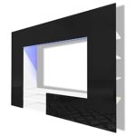 vidaXL Hochglanz Wohnwand Mediawand Anbauwand Schrankwand LED TV-Wand weiß/schwarz