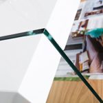 Design Regal ONYX weiss hochglanz Eiche Glas Schrank 180 cm Bücherregal