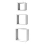 clic-and-get Cube WW01 3-er Set Wandregale, Holz, weiß, 27 x 10 x 27 cm