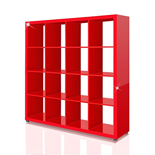 Raumteiler Mexx Bücherregal Regal Rot Hochglanz 16 Fächer 4 x 4 B-Ware