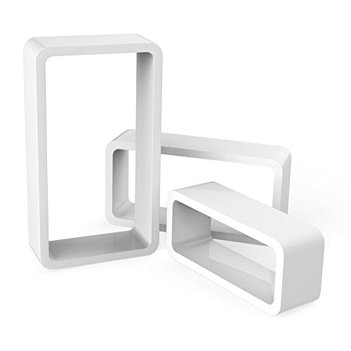Songmics Wandregal Retro Lounge Cube Regal, Belastbarkeit 15 kg, MDF Holz, weiß, 44/39/34 cm LWS97W