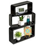 TecTake 3er Set Wandregal Hängeregal Cube Lounge CD Retro Regal - diverse Farben - (Schwarz | Nr. 401587)