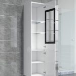 Badezimmer Schrank Rio 131 cm Hochglanz Weiß Fronten – Regal Schrank Hochschrank Schrank Möbel