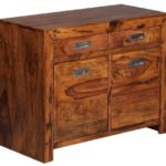 1PLUS Sheesham Massiv Sideboard 90 x 40 x 70 cm montiert - Massivholz