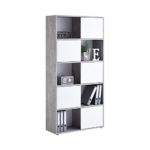 FMD Möbel Futura 2 Up 5-türiges Regal, Holz, beton / hochglanz weiß, 90 x 33 x 182 cm