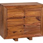 FineBuy Sideboard Massivholz Sheesham Kommode 90 cm 6 Schubladen Anrichte Design Highboard Landhaus-Stil Echt-Holz Natur-Produkt Schubladenkommode dunkel-braun Flur-Möbel Aufbewahrung Dielen-Möbel