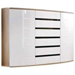 JUSThome ONTORIO Kommode Sideboard Wohnzimmerschrank (HxBxT): 123x165x48 cm San Remo / Weiß Schwarz Hochglanz