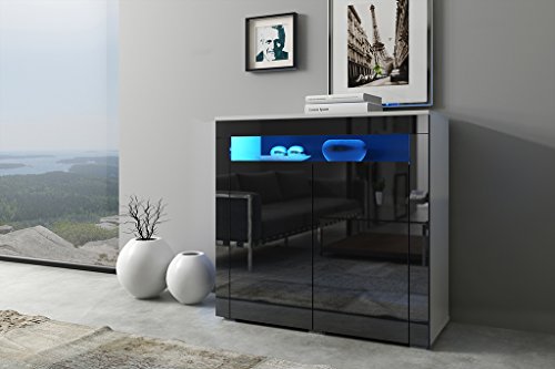 Kommode GRETA Sideboard Highboard mit Türen Hochglanz !!! Mit LED !!!