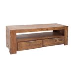 Massives TV-Board MAKASSAR 130cm Schubladen Sheesham Lowboard TV Schrank Holz