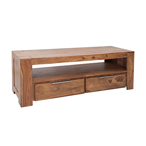 Massives TV-Board MAKASSAR 130cm Schubladen Sheesham Lowboard TV Schrank Holz