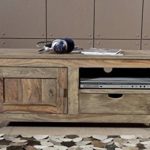 Palisander Massivholz Lowboard Sheesham Holz Möbel Nature Grey #0116
