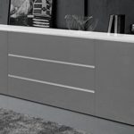 SIDEBOARD WOHNZIMMER ANBAUWAND WOHNWAND WEIß GRAU HOCHGLANZ 220 cm NEU 804599N