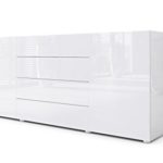 Sideboard Kommode Massa 166, Korpus in Weiß Hochglanz / Fronten in Weiß Hochglanz
